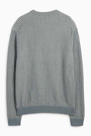 Men - Jumper - ribbed - blue