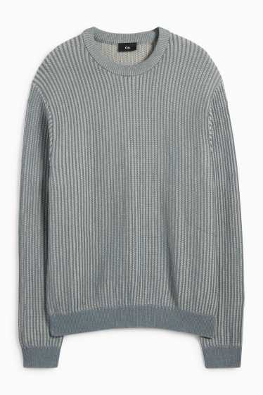 Men - Jumper - ribbed - blue