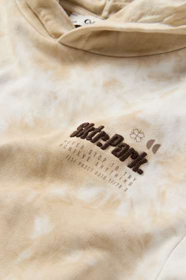 Kinder Buben - Skater - Hoodie - gemustert - hellbeige