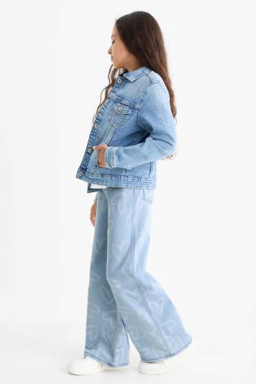 Děti - dívky - Wide leg jeans - se vzorem - světle modrá