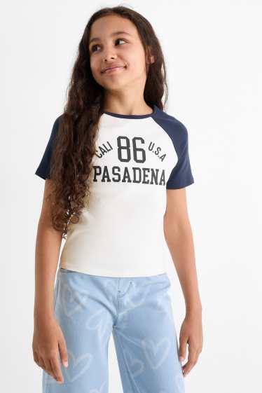 Kinderen: meisjes - Pasadena - T-shirt - donkerblauw / wit