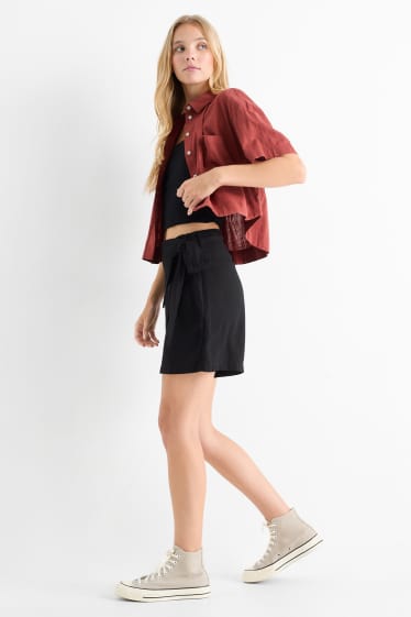 Dames - Skort met linnengehalte - zwart