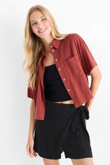Dames - Skort met linnengehalte - zwart