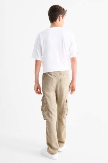 Kinderen: jongens - Cargobroek - linnenmix - licht beige