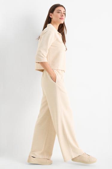 Damen - Jogginghose - strukturiert - hellbeige