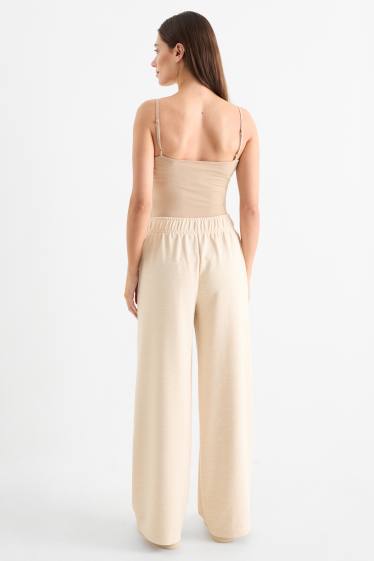 Damen - Jogginghose - strukturiert - hellbeige