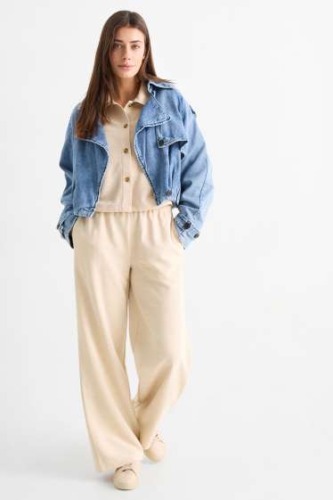 Damen - Jogginghose - strukturiert - hellbeige