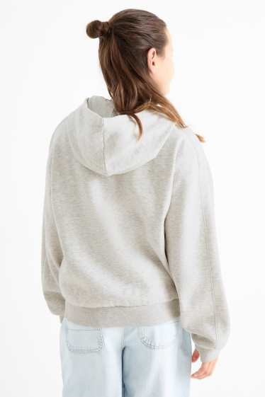 Kinder Mädchen - Sweatjacke mit Kapuze - hellgrau-melange