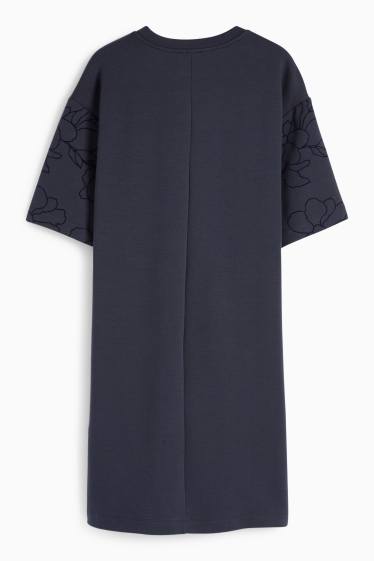 Damen - T-Shirt-Kleid - geblümt - dunkelblau