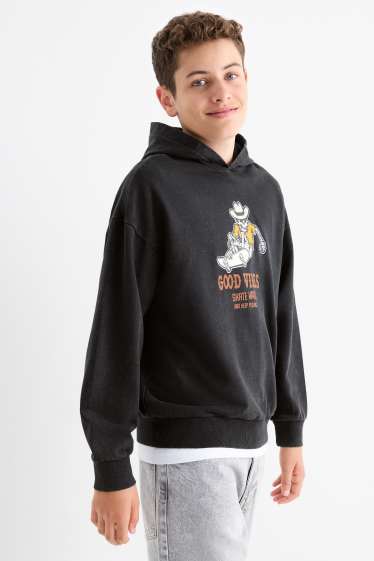 Kinder Buben - Skater-Skelett - Hoodie - schwarz