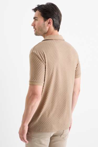 Herren - Poloshirt - strukturiert - taupe