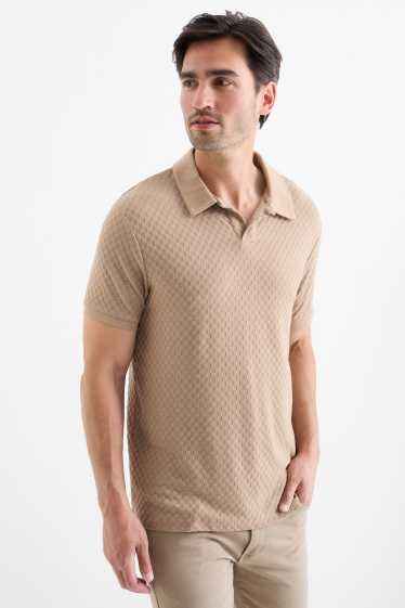 Herren - Poloshirt - strukturiert - taupe