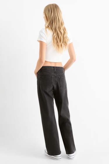 Dames - Baggy jeans - mid waist - jeansdonkergrijs