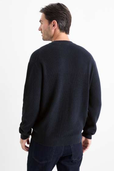Heren - Trui - met structuur - donkerblauw