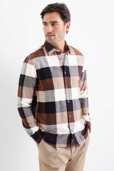 Herren - Hemd - Regular Fit - Kent - kariert - braun