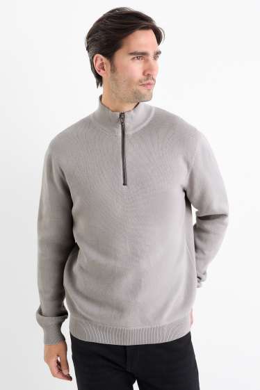 Hommes - Pull - finition texturée - gris clair