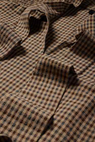 Women - Blouse - check - brown
