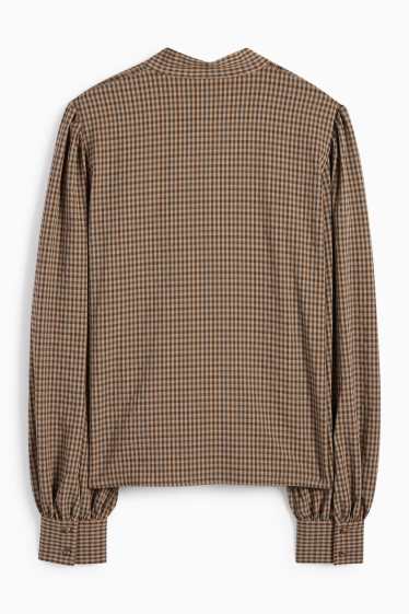 Women - Blouse - check - brown