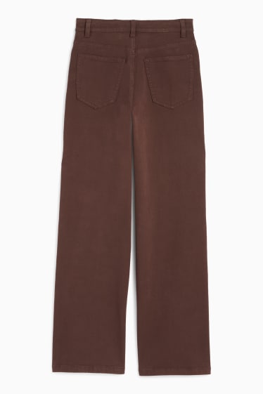 Dames - Wide leg jeans - high waist - bruin