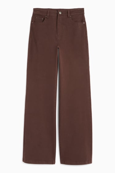 Dames - Wide leg jeans - high waist - bruin