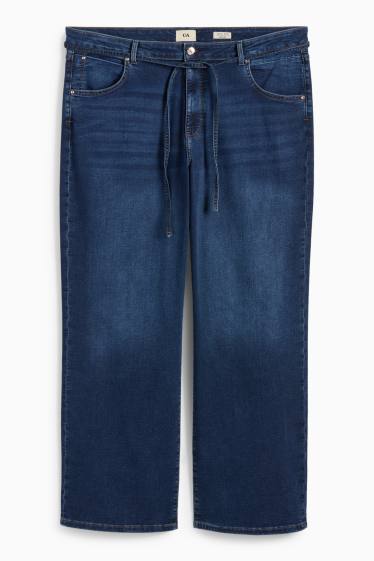 Women - Wide leg jeans - mid-rise waist - LYCRA® - denim-dark blue