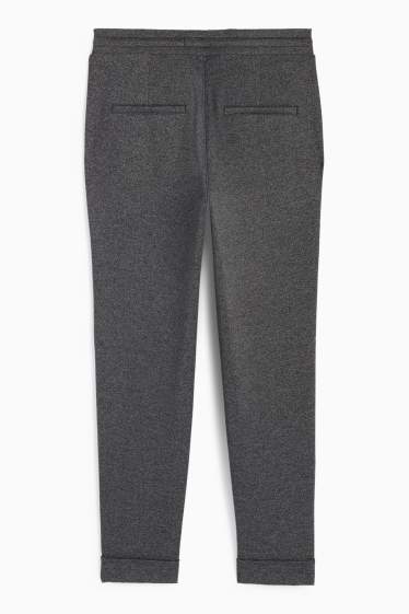 Dámské - Žerzejové kalhoty - mid waist - tapered fit - strukturované - tmavošedá