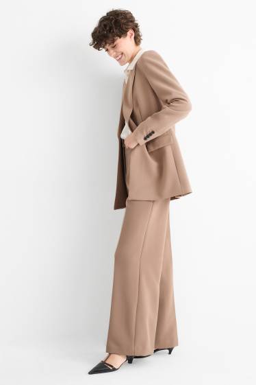 Dámské - Business kalhoty - mid waist - wide leg - béžová