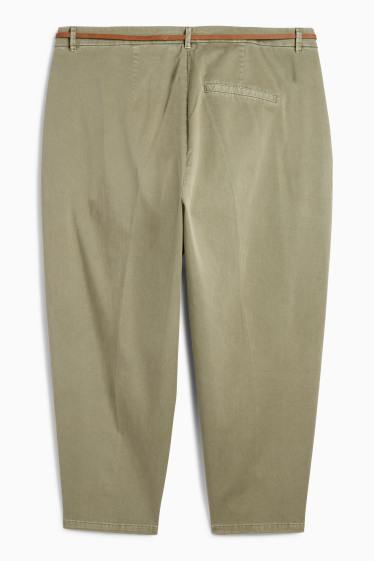 Donna - Pantaloni con cintura - vita alta - barrel leg - kaki