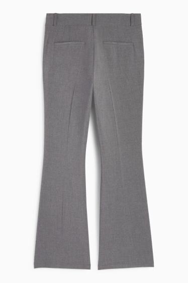 Women - Cloth trousers - mid-rise waist - flared - dark gray