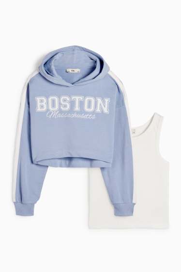 Kinder Mädchen - Boston - Set - Hoodie und Top - 2 teilig - hellblau