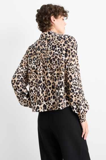 Women - Blouse - leopard print - black / beige