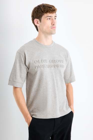 Men - T-shirt - relaxed fit - light gray-melange