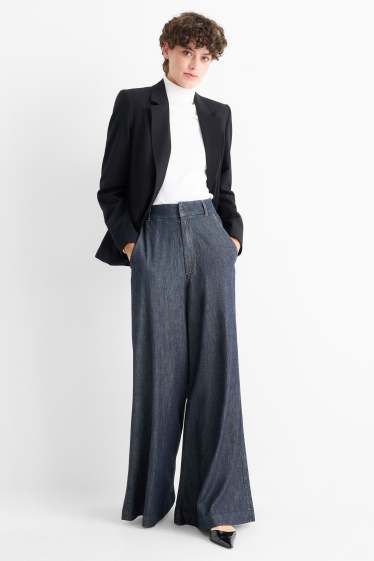 Femei - Palazzo jeans - talie înaltă - denim-albastru închis