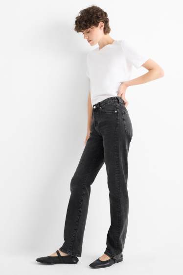 Women - Vintage straight jeans - mid-rise waist - LYCRA® - denim-dark gray