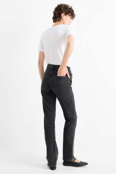 Women - Vintage straight jeans - mid-rise waist - LYCRA® - denim-dark gray