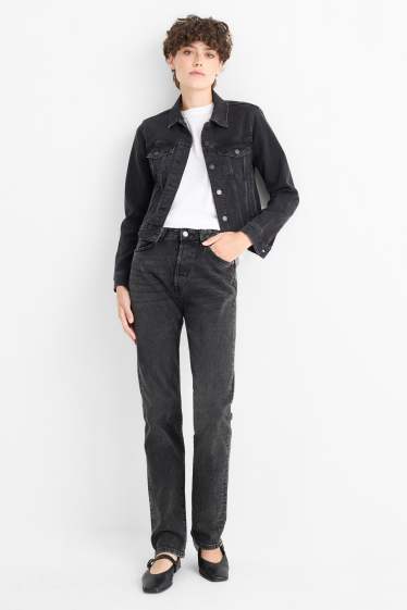 Women - Vintage straight jeans - mid-rise waist - LYCRA® - denim-dark gray