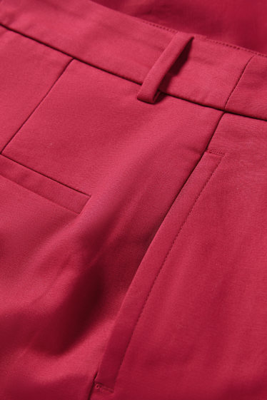 Dámské - Business kalhoty - mid waist - slim fit - tmavě růžová