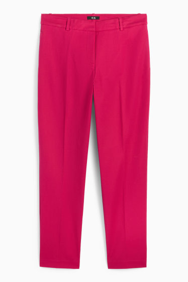 Dámské - Business kalhoty - mid waist - slim fit - tmavě růžová