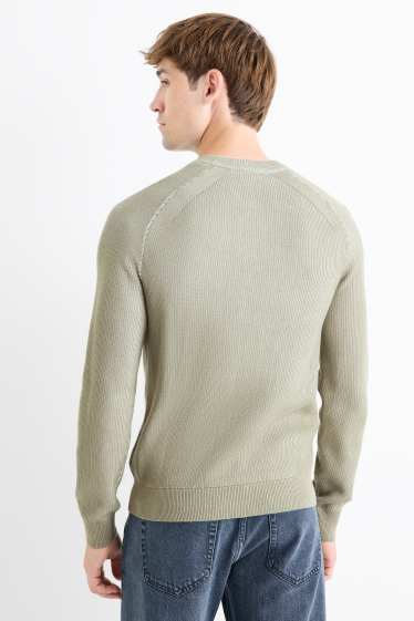 Herren - Pullover - gerippt - hellgrün
