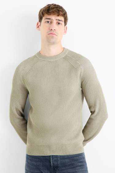 Herren - Pullover - gerippt - hellgrün