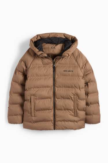Bambini - Giacca trapuntata con cappuccio - idrorepellente - marrone