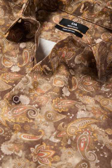 Men - Business shirt - regular fit - kent collar - patterned - light brown
