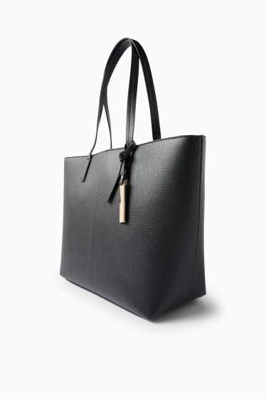 Women - Large shopper - faux leather - black