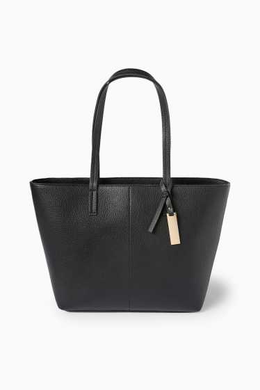 Women - Large shopper - faux leather - black