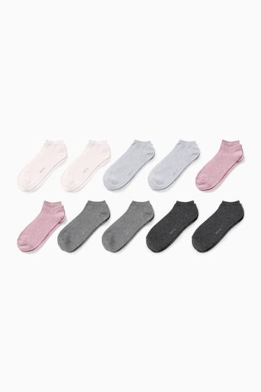 Damen - Multipack 10er - Sneakersocken - grau / rosa