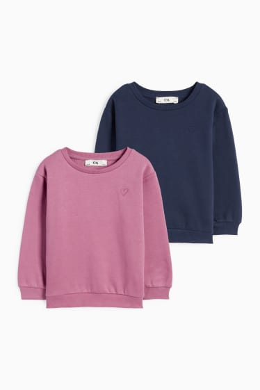 Bambine - Confezione da 2 - cuore - felpa - viola