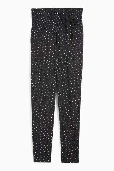 Damen - Umstands-Pyjamahose - gemustert - schwarz