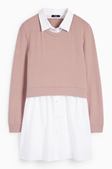 Damen - Umstands-Sweatshirt - 2-in-1-Look - rosa