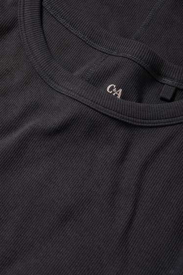 Dames - Basic longsleeve - geribd - antraciet