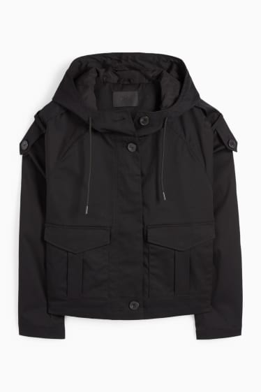 Dames - Korte trenchcoat - zwart